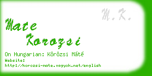 mate korozsi business card